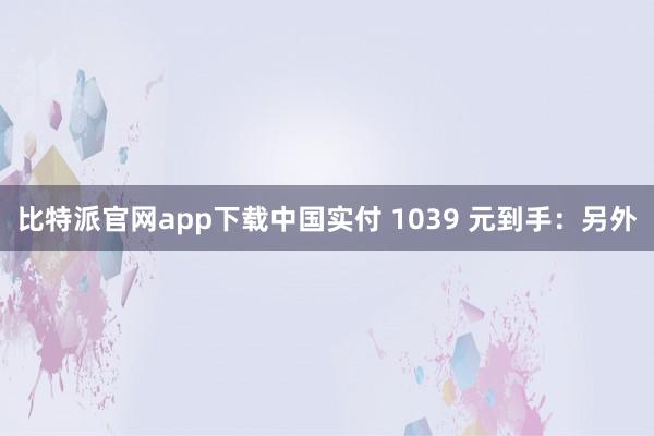 比特派官网app下载中国实付 1039 元到手：另外